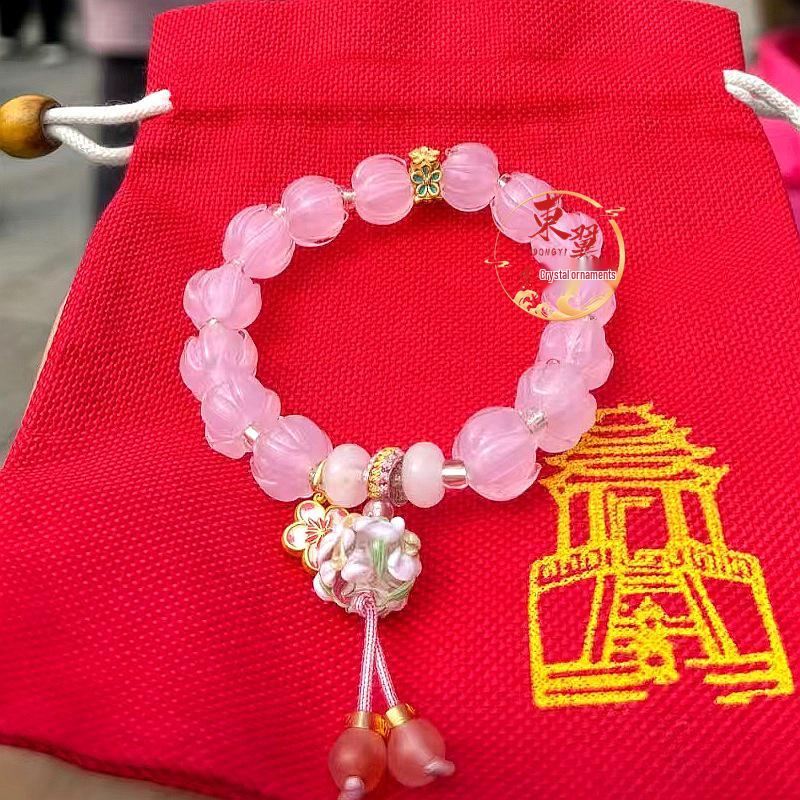 Nanputuo Pink Orchid Glass Beaded Bracelet - Women s Luck & Auspicious Wishes