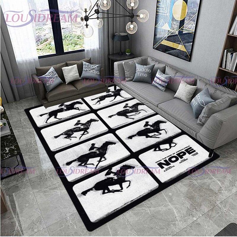 Film de groază Nu Covoare de zonă imprimate cu cai Sufragerie Covor mare Dormitor Casa Pardoseală anti-alunecare Covoraș din poliester