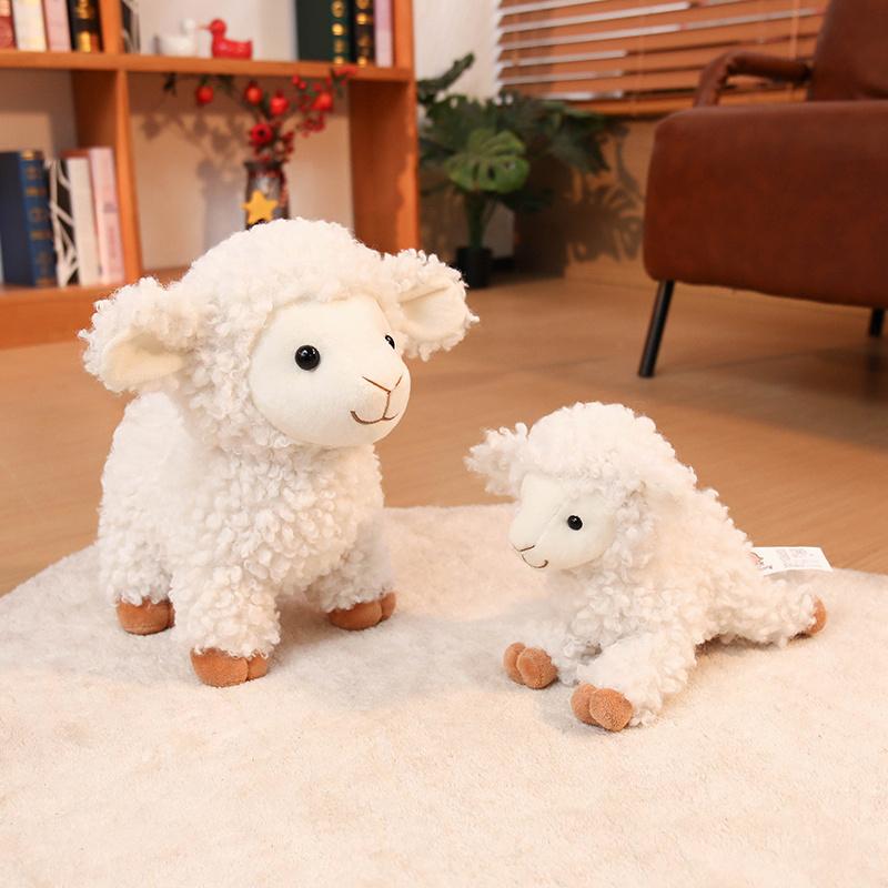 Cute Lamb Plush Toy Simulation Sheep Stuffed Doll Soft Kids Accompany Toys Adorably Room Decor Toys Exquisite Birthday Gifts