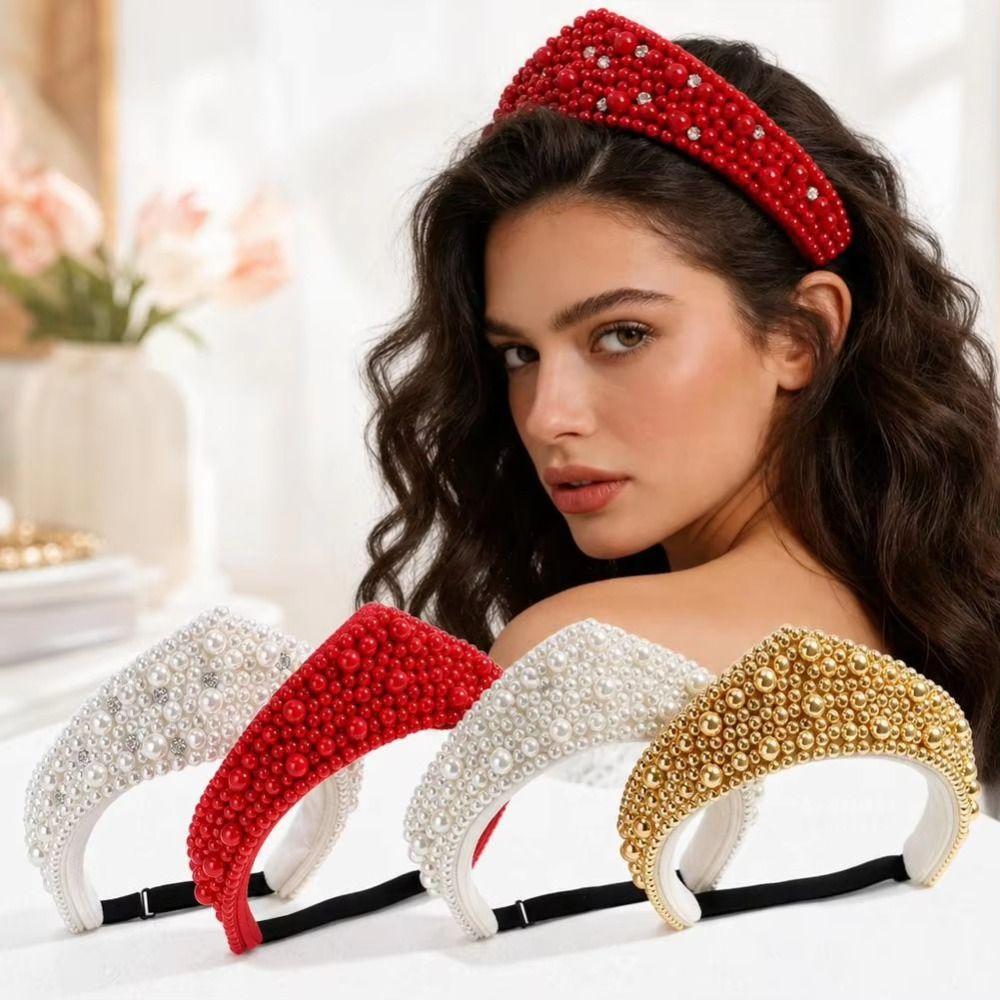 Faux Pearls Pearl Headband Rhinestone Rhinestone Hair Band Fashion Women Hair Jewelry Festival