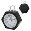 Polygon Alarm Clock Metal Shell Stable Quiet Compact Alarm Clock for Student Black
