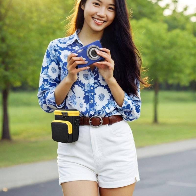 AntiScratch Camera Case Double Zippers Quick Access Padded Interior Elastic Band Secure For Travel Outdoor Shoots