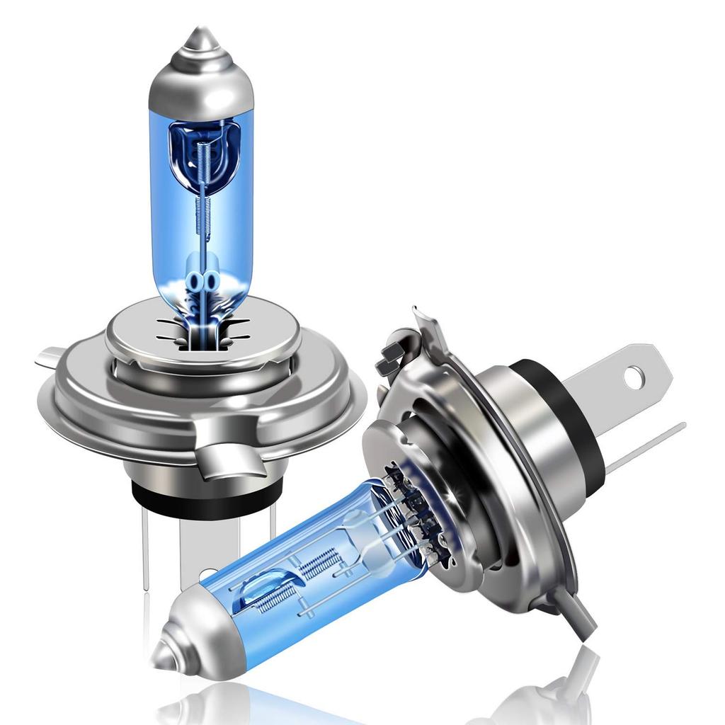 RCP H4 Halogen Bulb, 130/120W, 6000k Car Headlight, Genuine Replacement, General Purpose, Daylight White, , Pack of 2