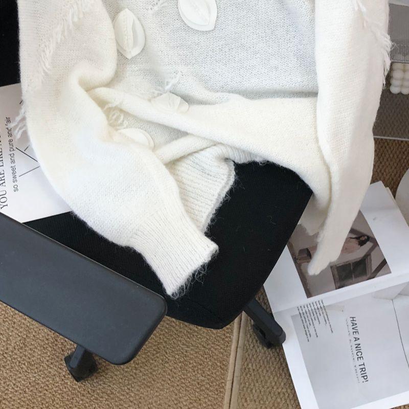 Small Fresh Round Neck Pullover Sweater for Women Loose Sweater Autumn/Winter 2023 Japanese Mid Length Knitted Pullover Female