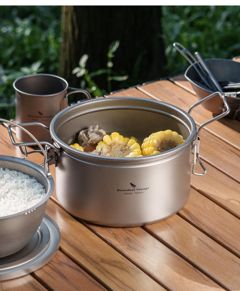Essential Pure Titanium Micro-Pressure Cooker: Outdoor Camping Cooking, Soup, Stew, Rice Steaming Pot with Large Capacity, Multi-purpose Use