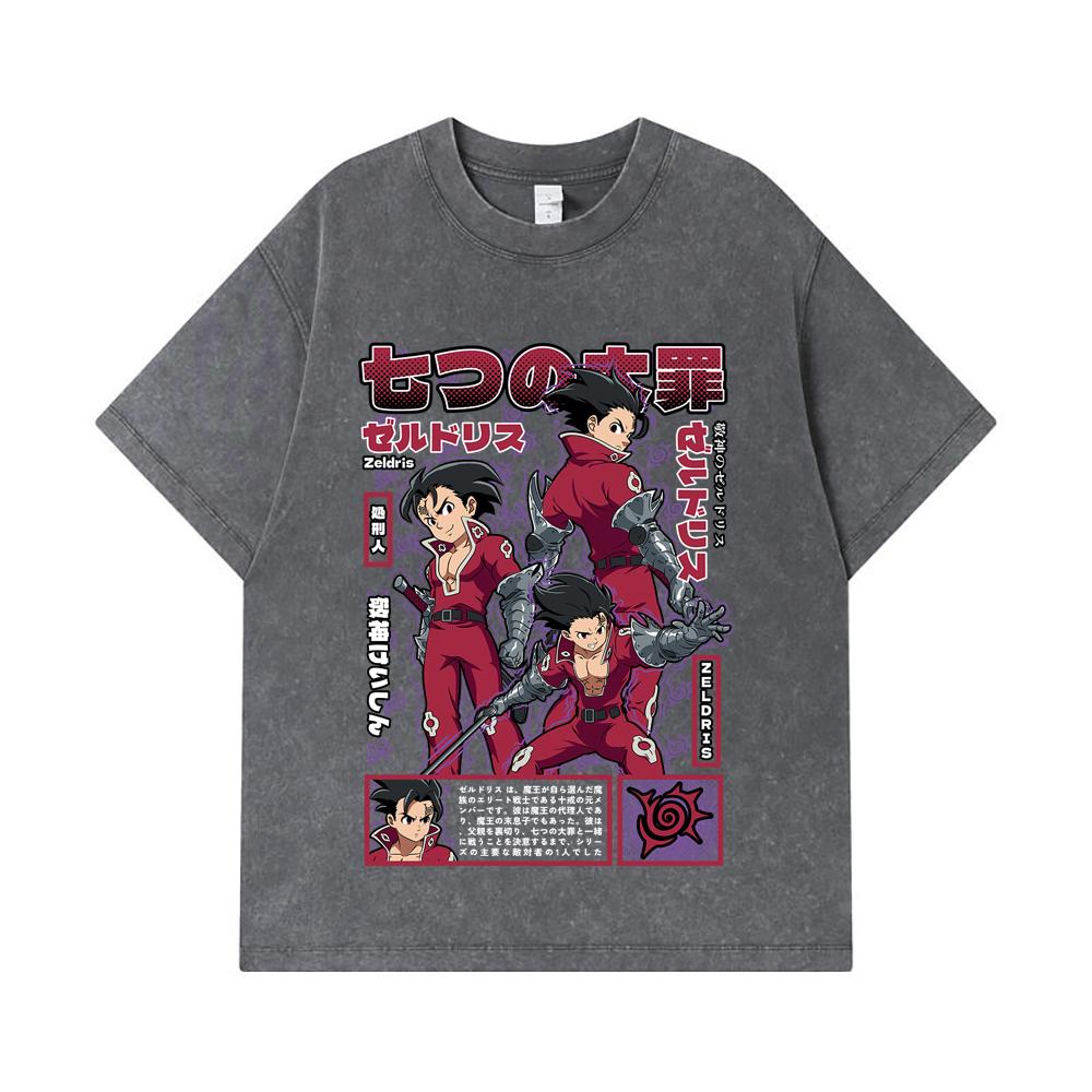 275 GSM Washed T-shirts 100% Cotton Seven Deadly Sins V10 Zeldris Print Unisex Heavy Cotton T Shirt