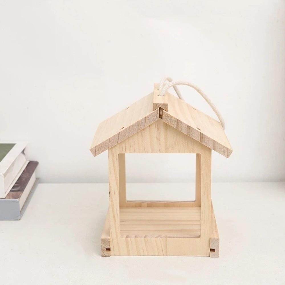Wooden Bird Feeder House Rustic Open Bird Feeder Bird Accessories Hummingbird Feeders  Balcony