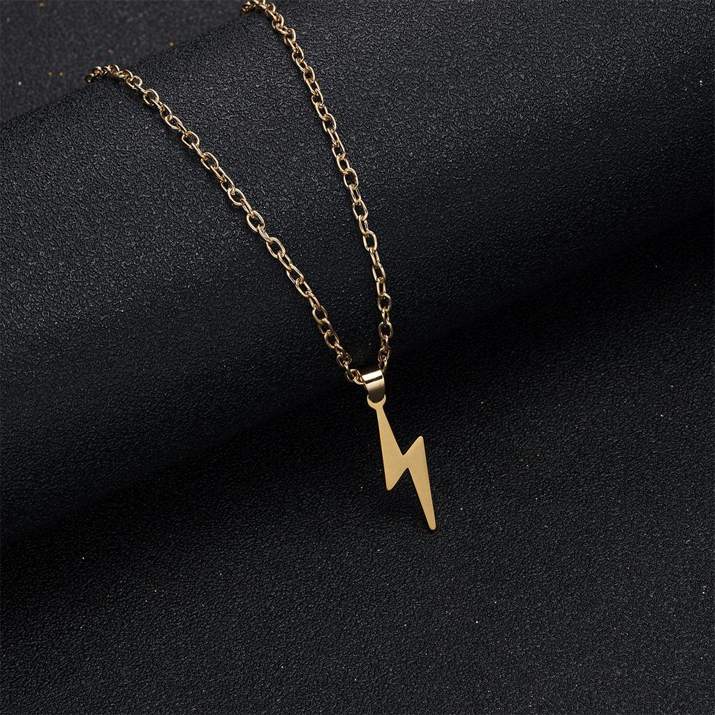 Stainless Steel Lightning Pendant Necklace For Women Men Temperament Hip Hop Lightning Link Chain Choker Punk Party Jewelry Gift