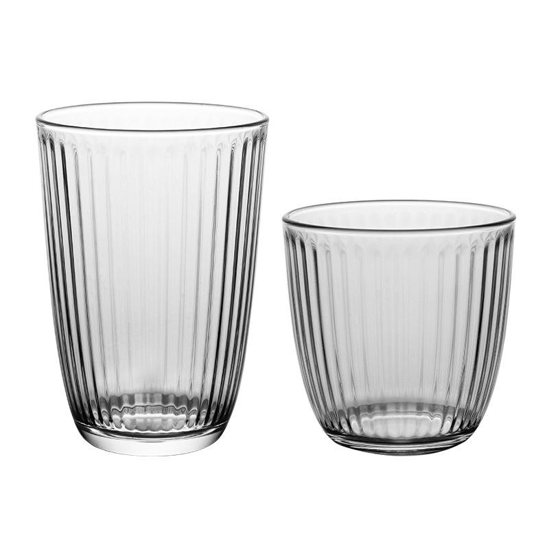 2pcs Sets Coffee Cups Glass Cup Drink Luxury Glass Set Stripe Stackable Coffee Mug Juice Milk Drinking Glasses Set Cup Drinkware
