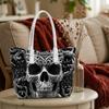 Gothic Skull Pattern Tote Bag Portable Shopping Handbag For Daily Use