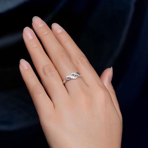 Spiral Fashion Double Jewelry High Quality Womens Ring Shiny Silver Four Sizes