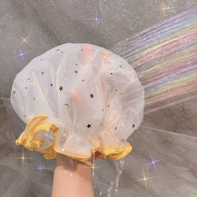 Vodotěsná dvouvrstvá sprchová čepice Starry Sky Design Módní opakovaně použitelný koupací klobouk Kuchyňský hygienický klobouk odolný proti oleji