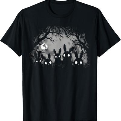 Creepy Cute Bunny Rabbits Alt Goth Grunge Horror Aesthetic T-Shirt, Small, Black