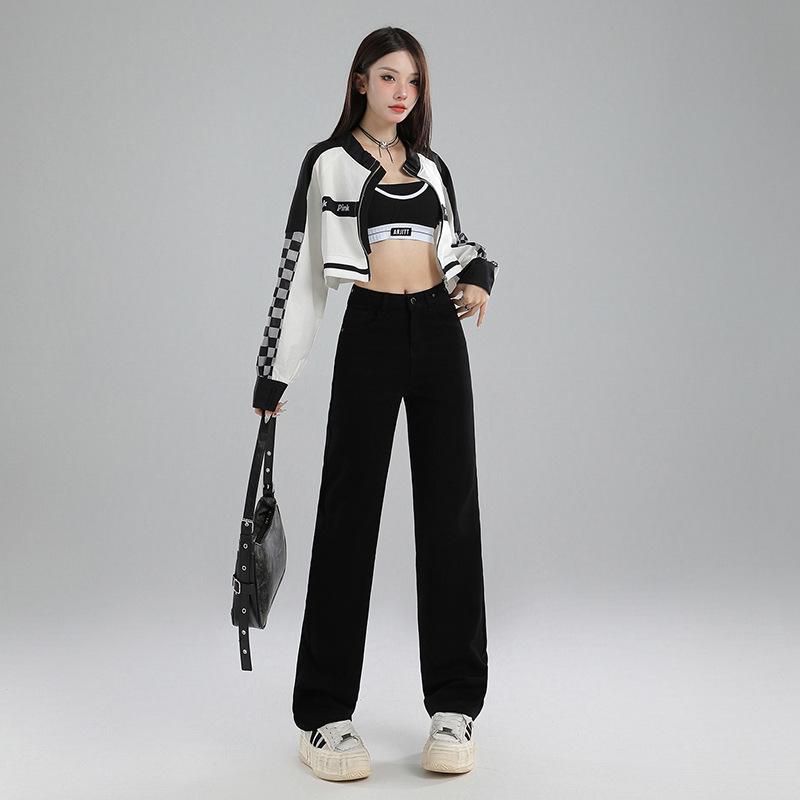 

Осенние Ретро Джинсы Моп Прямого Кроя с Высокой Посадкой для Женщин M