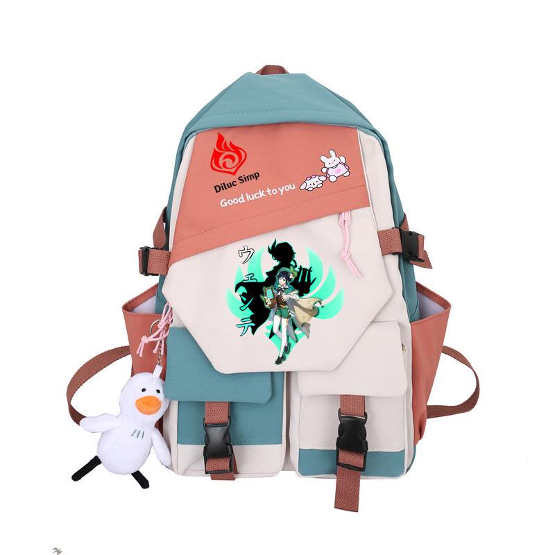 Large Capacity Schoolbag with Shoulder Strap; Student Three-piece Pencil Case Set