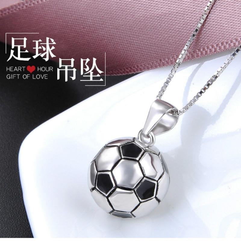 Football Jewelry Silver Pendant European and American Fashion Football Necklace Accessories