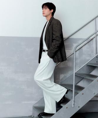 Real Wide Hidden Banding Slacks [Cream]