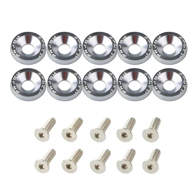10Pcs M6 Car Modified Fasteners Fender Washer JDM Screw Gasket  Aluminum Mudguard Bumper Engine Concave Screws Car Accessories