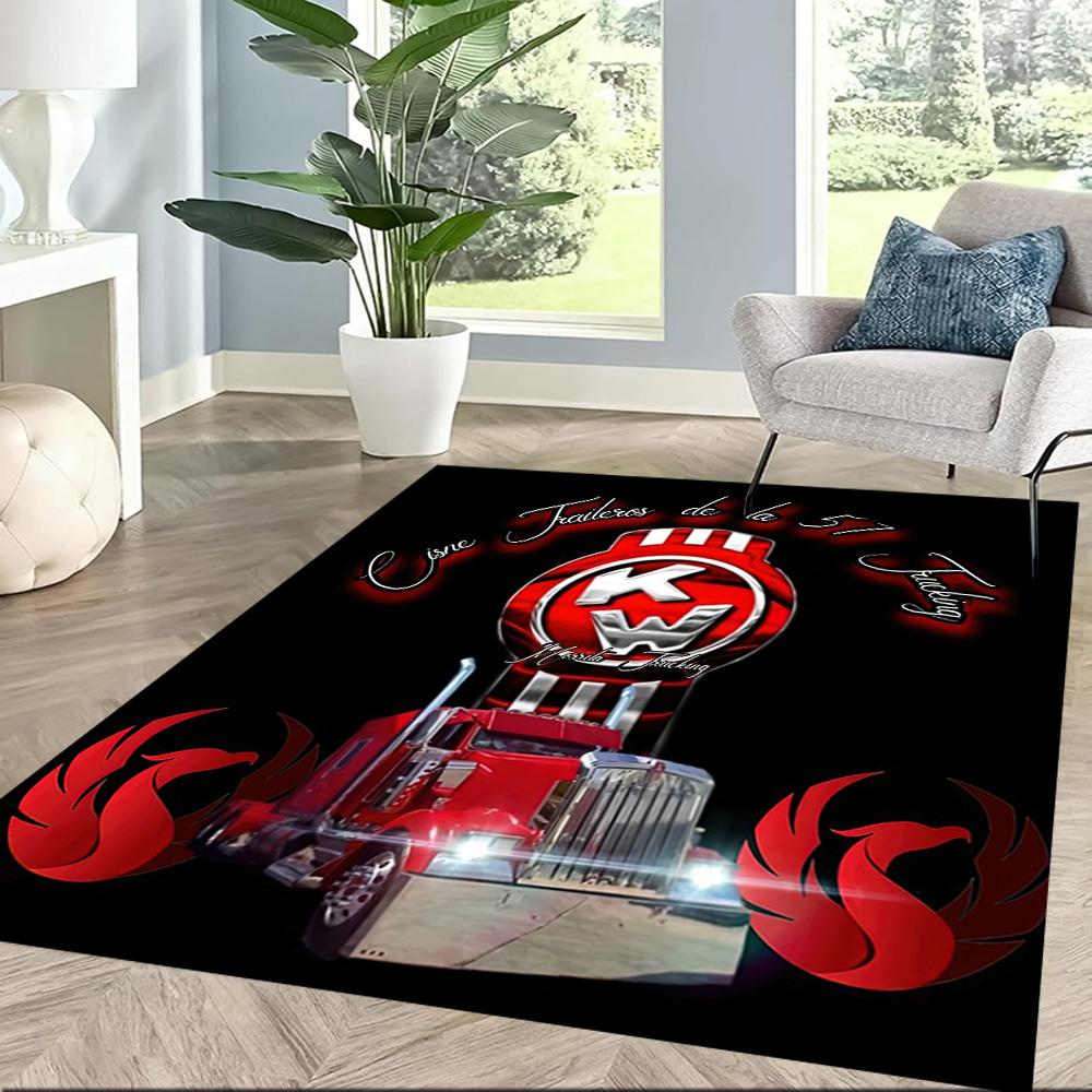Kenworth Illuminated Logo Sign Square rugs are a great choice for living rooms, bedrooms, home décor, and as gifts.