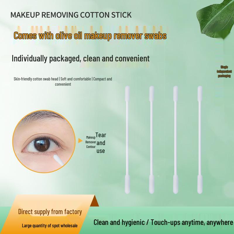 Disposable Olive Oil Makeup Touch-Up Swabs - Travel-Friendly Cotton Swabs, TikTok Hot-Selling