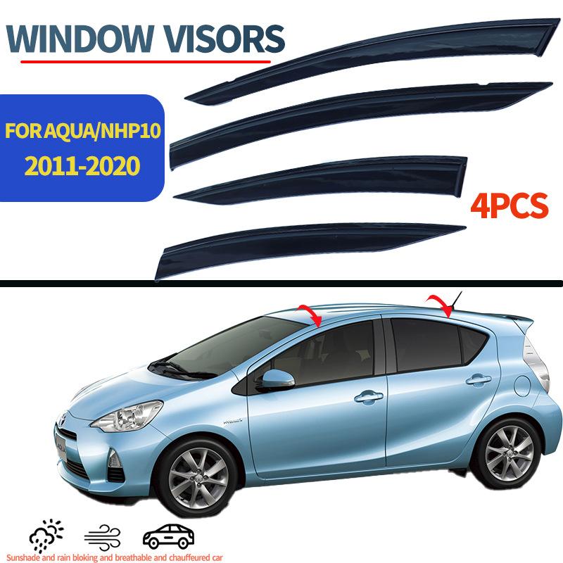 For Toyota Aqua Window Rain and Rain Protection, Toyota Aqua 2011-2019 Window Visors black translucent