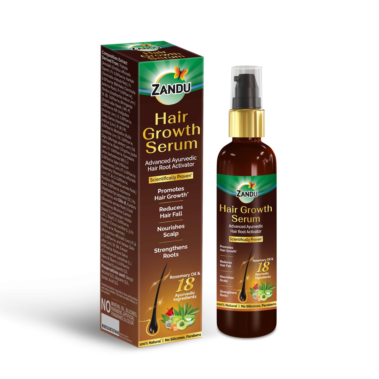 

Zandu Сыворотка для роста волос 200 мл Аюрведический активатор корней для силы волос блеска контроля вьющихся волос питание кожи головы уход за волосами для мужчин женщин