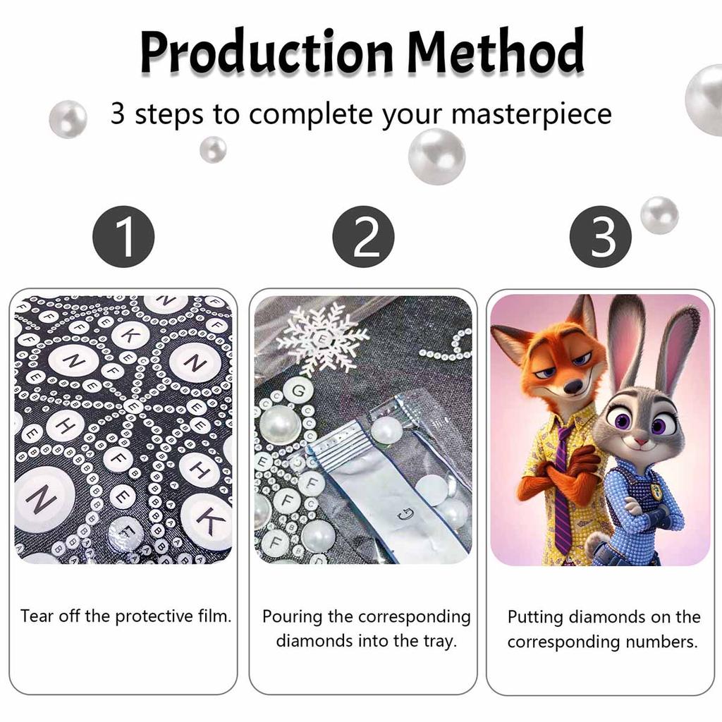 Disney DIY Pearl Painting Zootopia Judy and Nick's Creativity Decorative Painting Creative Ornaments Friends Gifts Desktop Furnishings Home Decoration