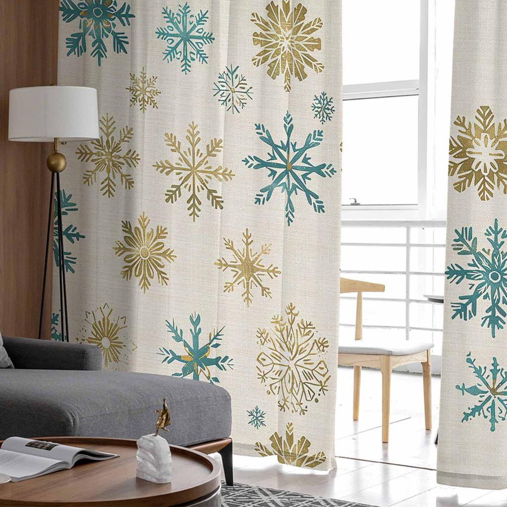 Christmas Letter Snowflakes Curtains For Living Room Bedroom Home Decoration Window Voile Tulle Curtain Drapes
