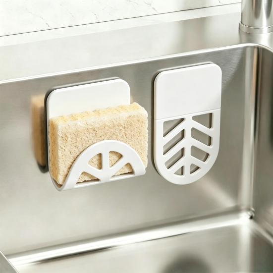 Dish Sponge Holder Self-adhesive Holder, Compact Flexible Drainage Rack, Rust-proof Rack for Sponges Aluminum Alloy And Silicone Organizer Bathroom