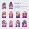 6 style 20pcs Colorful Glass Flower Window Theme Hot Stamping PET Sticker DIY Handmade Materials Scrapbook Background Decoration