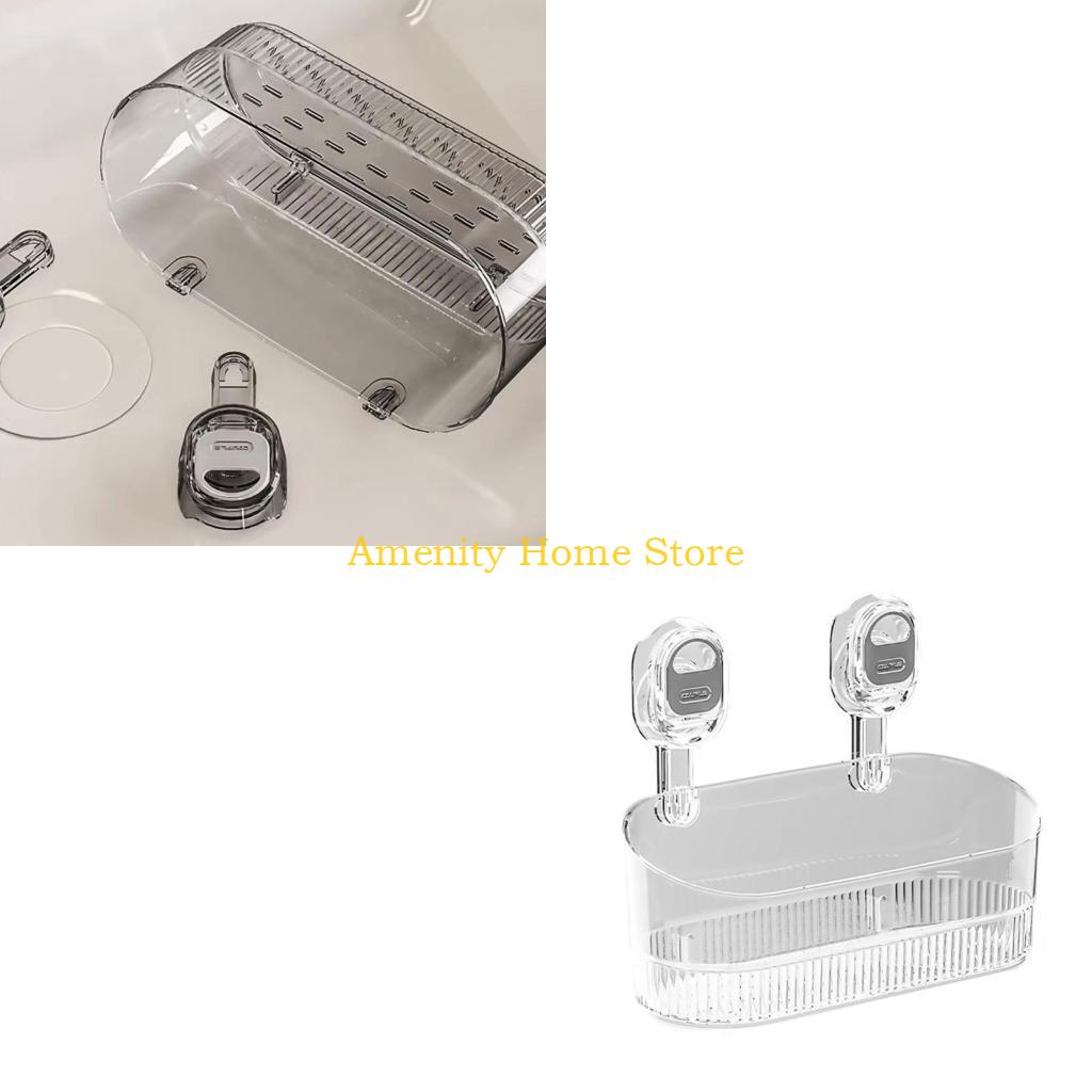 

F26C Eleagnt Suction Cup Storage Boxes Space Saving Shower Rack Durable Plastic Organizers For Renters And Homeowners CN