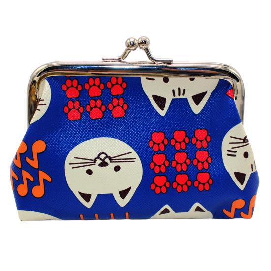 Cartoon Cat Coin Purse, Women Cute Kitten Change Purse, Kiss Lock Small Purse for Coins Cards Folded Cash