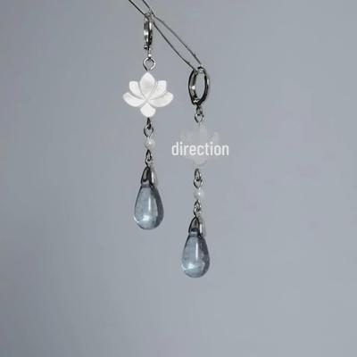 "Originální náušnice Lotus": Náušnice ve tvaru motýlí mušle v čínském stylu, Jednoduchý retro design, Klipsové pro ženy"