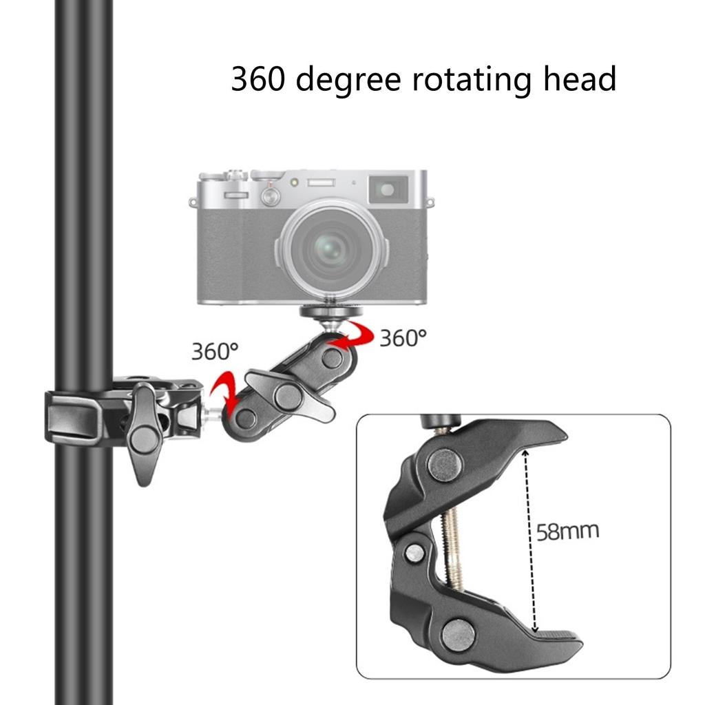 Heavy Duty Two Ball Joint Clamp For Camera Riggings Quick Release Positioning Adjustment On 13-50mm Stabilizers Rod