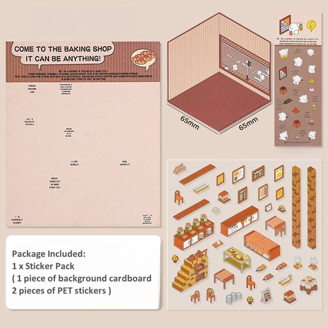 3D Landscaping Stickers Cartoon Miniature Scene DIY Cabin Scene Stacking And Pasting Hand Account Stationery Gift For Kid Child