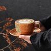 Ceramic Coffee Cup and Dish Set, Latte Latte, Afternoon Tea Cup, Vintage Coarse Ceramic Cup