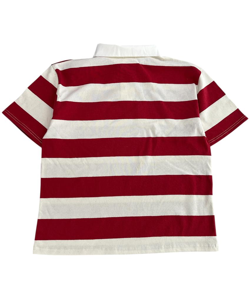 SK8ER ROCK 88 Stripe Rugby Shirt ((Ivory*Red))