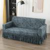 Sofaovertrekk med stort skjørt i europeisk stil, universalstoff for alle fire årstider, sklisikkert sofaovertrekk, full dekning, sofahåndkle med pute