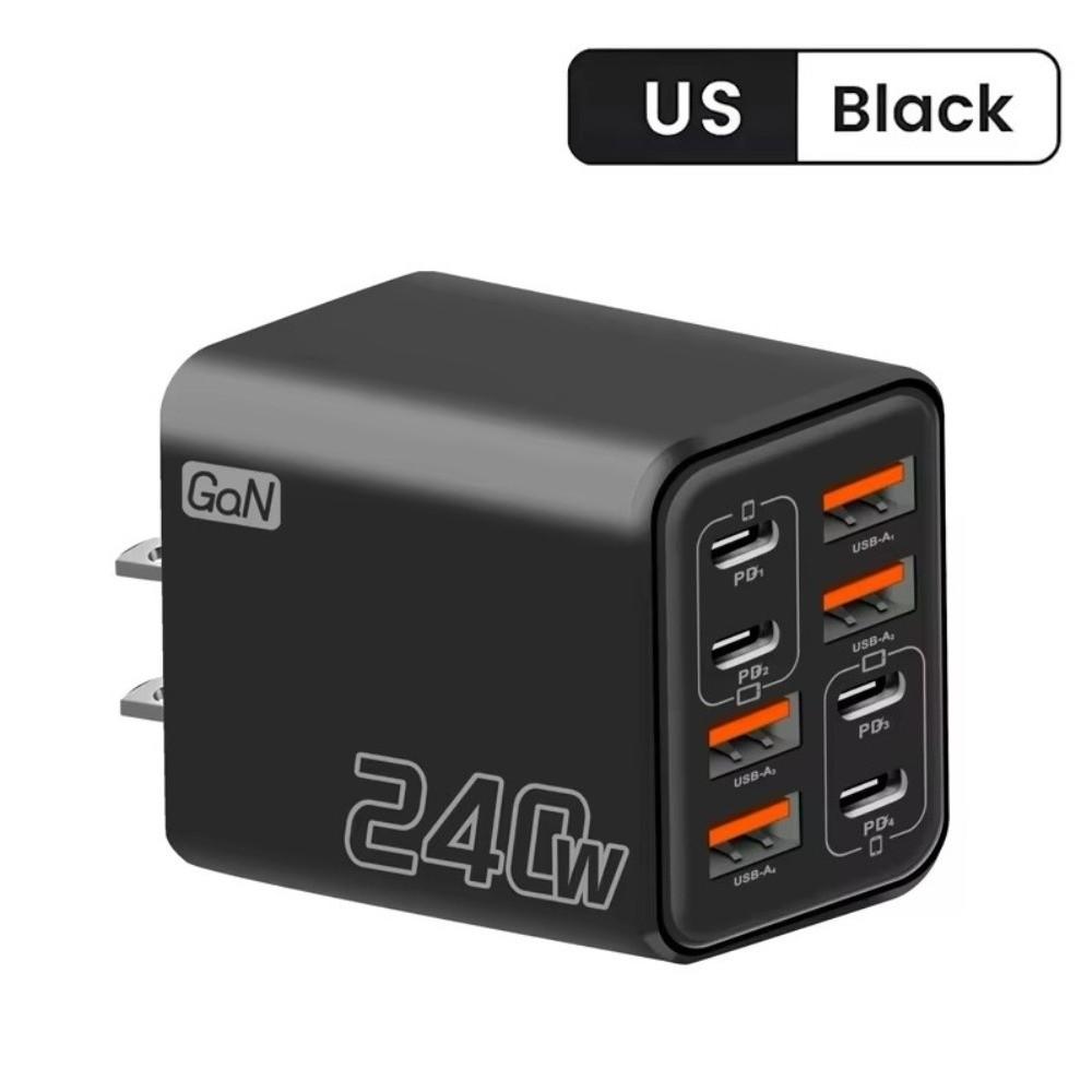 240W Power USB C Charger Head 8 Ports Fast Charger Adapter Wall Charger Adapter Mobile Phone