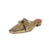 Fashion Classic Square Toe Women's Mules 2024 Summer Korean Style Fashion Ladies Closed Toe Slippers Comfortable Low Heel Daily Slippers