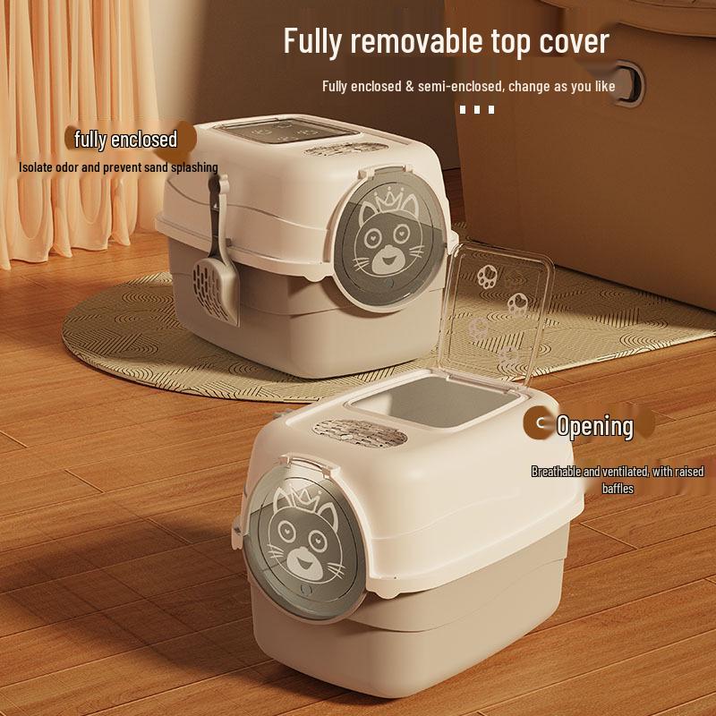 Large Kitten Odor Control Litter Box - Fully/Semi-Closed Cat Toilet