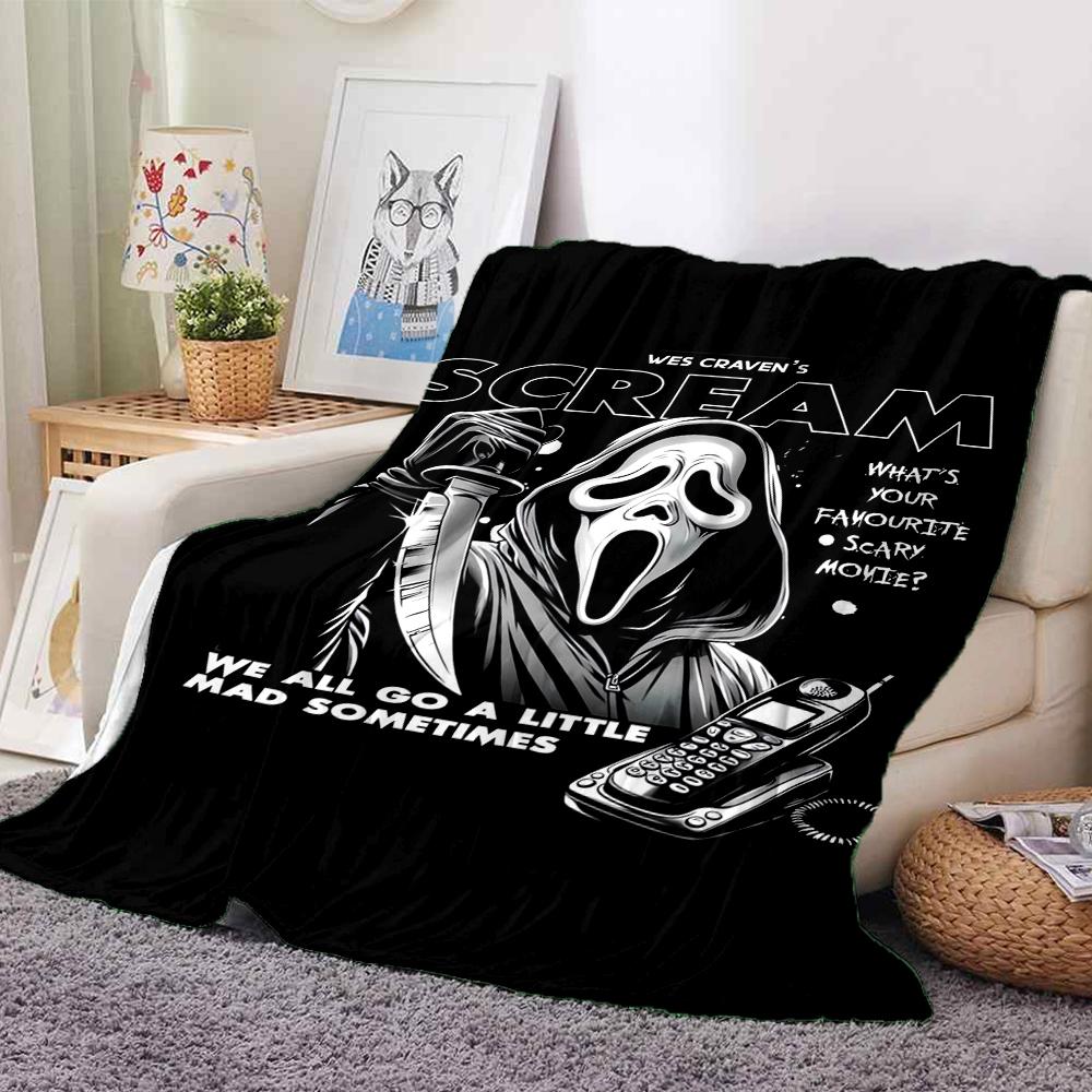 1Pc Scream Horror Movie Poster Blanket Soft And Comfortable Casual Warm Camping Travel Christmas Halloween Xmas Gift M924131