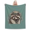 Elegantes Art Deco Waschbär Porträt Benutzerdefiniert Warm Dekorieren Zuhause Eine UltraWeiche Mikrofaserdecke