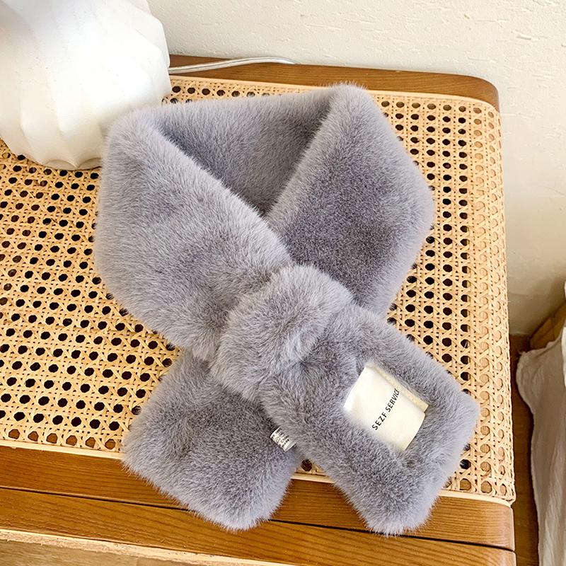 Flauschiger Pelzkragen Schal Damen Warmhalten Verdickender Pelz Schal Bunt Kreuz Winterschal Herbst Winter Kunstpelz Plüsch Elega