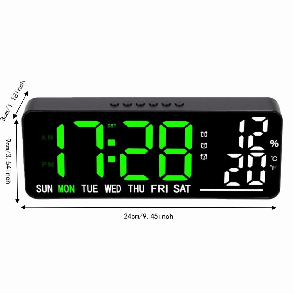 Large Display Digital Wall Clock Green LED Alarm Clock Large Digital Alarm Clock  For Home