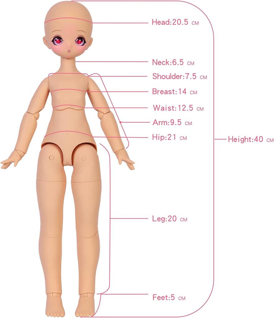 ICY Fortune Days Scale BJD Anime Painted Movable Gift for Children 1/4 Doll, Style, Figure, (Heijia)