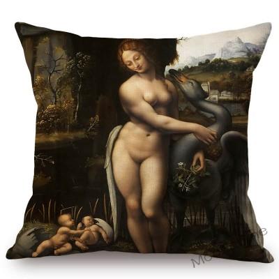 Renaissance Raffaello Saint Virgin Mary Madonna Oil Painting Art Sofa Throw Pillow Case Da Vinci Goose Linen Chair Cushion Cover