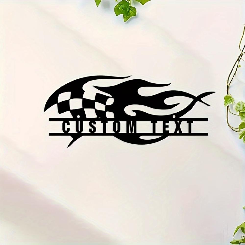 Metal Race Flag Wall Art Personalized Name Sign Home Decor Custom