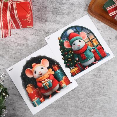 Cute Christmas Small Mouse Hole Wall Stickers Xmas Decoration For Home Noel Navidad Merry Christmas  Year Accessories