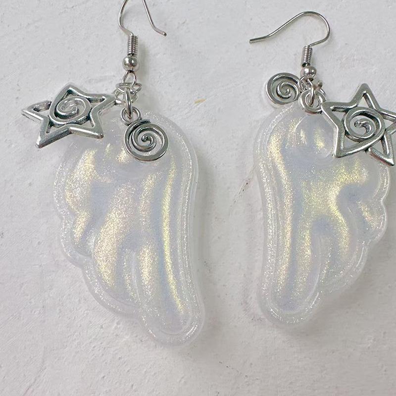 Y2K Angel Wings Earrings For Women Resin Ear Clips Ear Hooks  Party Jewelry Gift